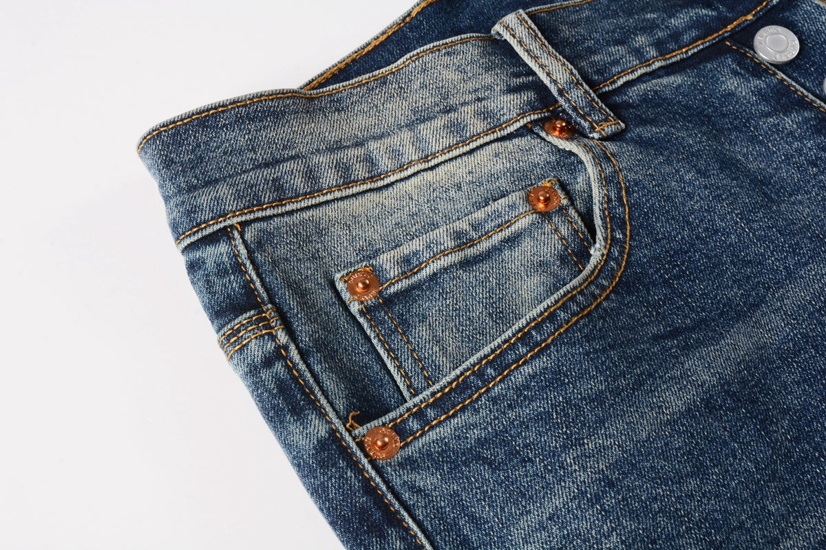 Men Classic Streetwear Jeans Light Washed Distressed skinny Fit 9097