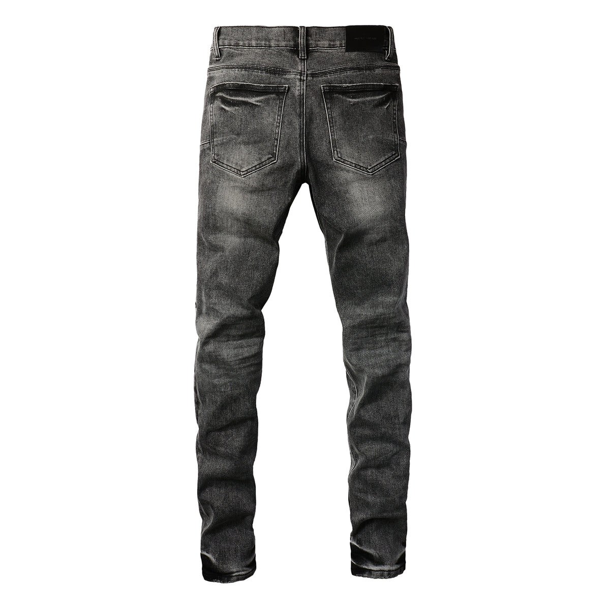 Men Classic Streetwear Jeans Distressed Grey Ripped skinny Fit 9103