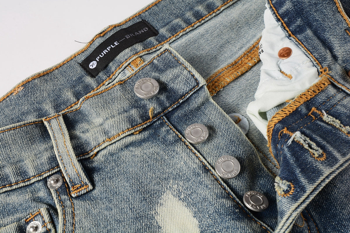 Men Streetwear Jeans Distressed Light Blue Paint Dot Ripped skinny 9092