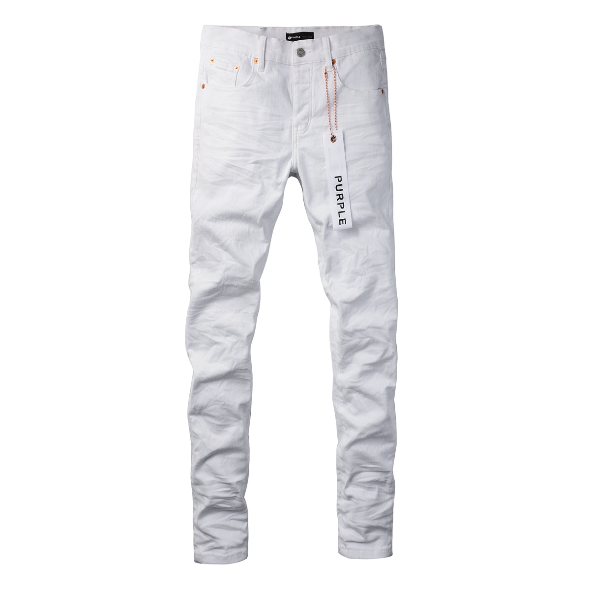 Men Streetwear Skinny Jeans White Wash with Minimalist Textured Finish 9024
