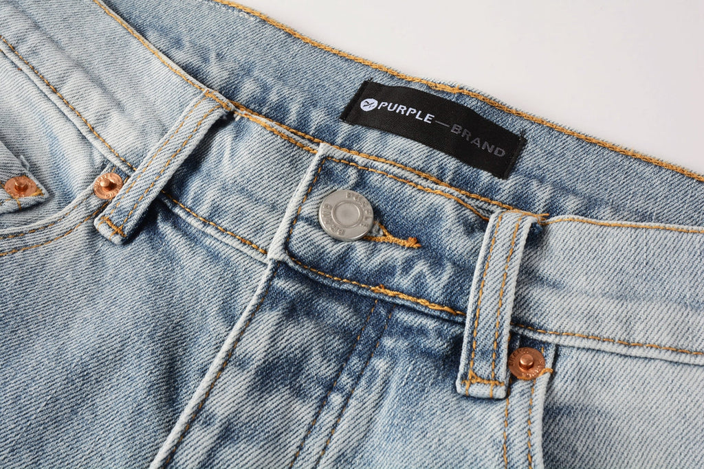Men Streetwear Jeans Light Blue Ripped Graffiti Print Distressed skinny 9101