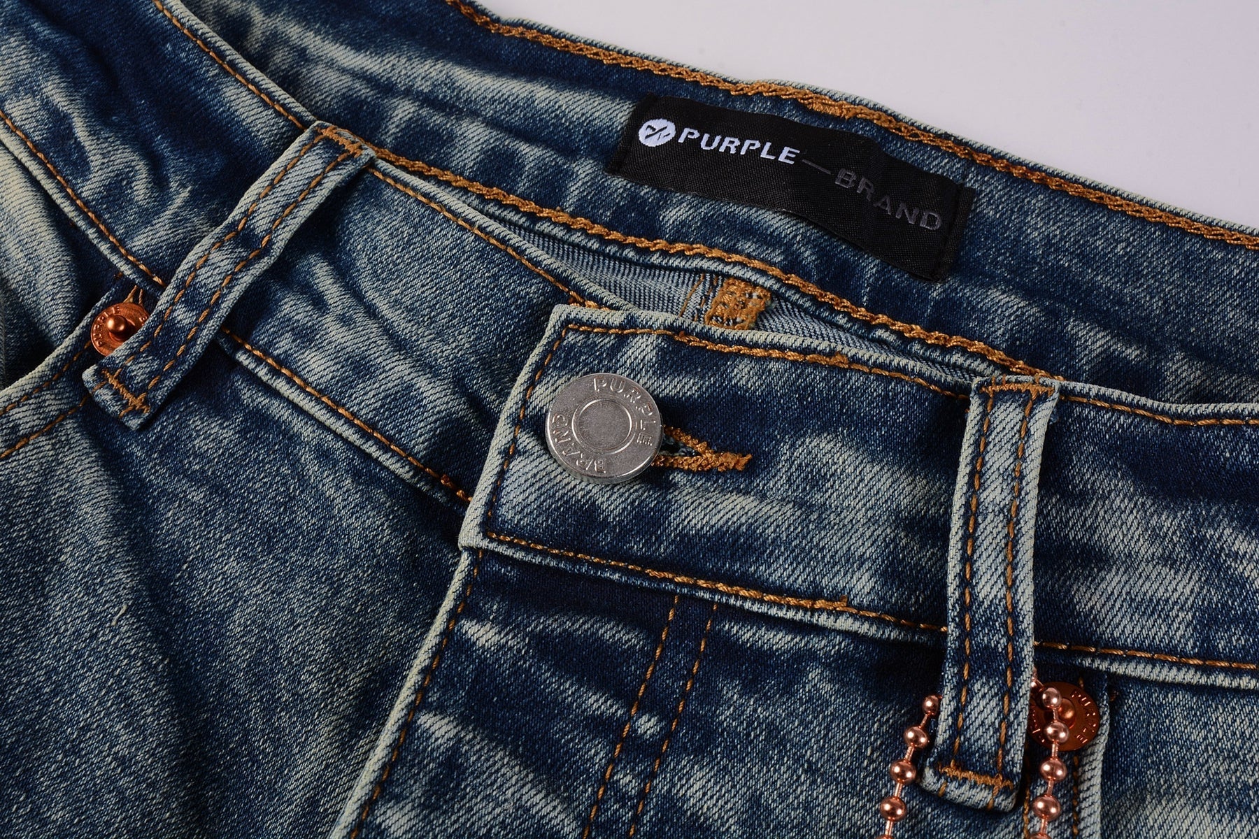 Men Streetwear Skinny Jeans Light Blue Wash with Patchwork Distressed Details 9015