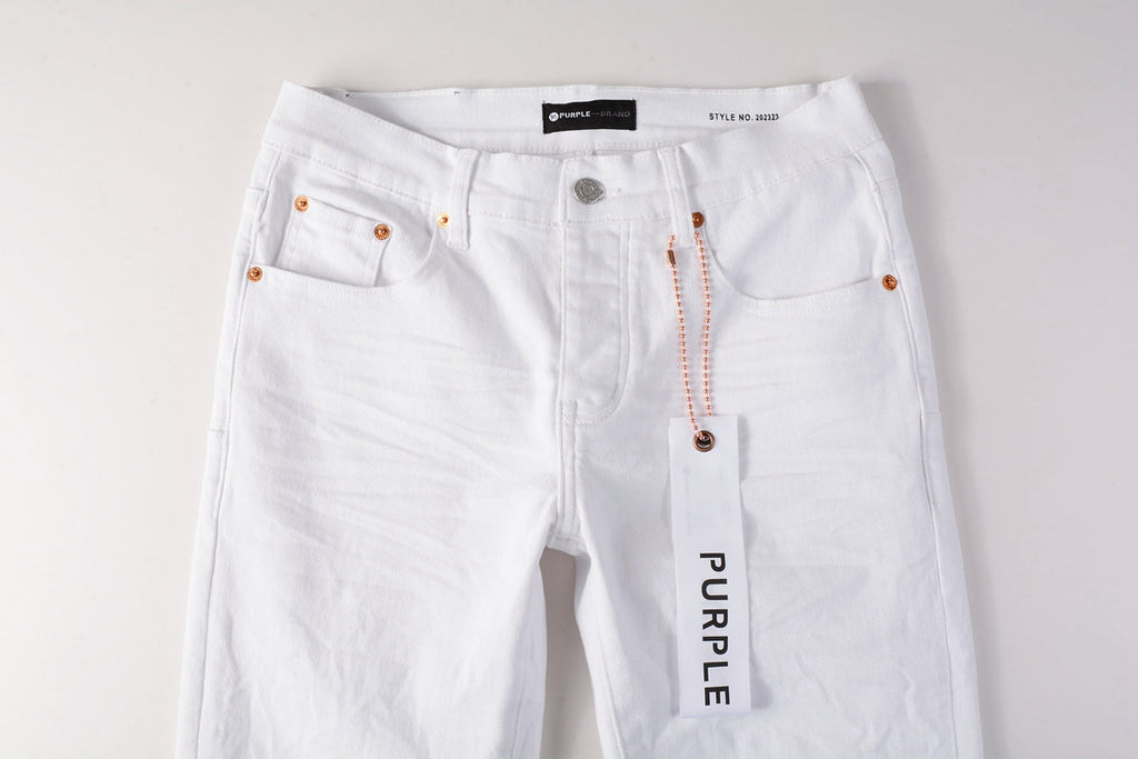 Men Streetwear Skinny Jeans White Wash with Minimalist Textured Finish 9024