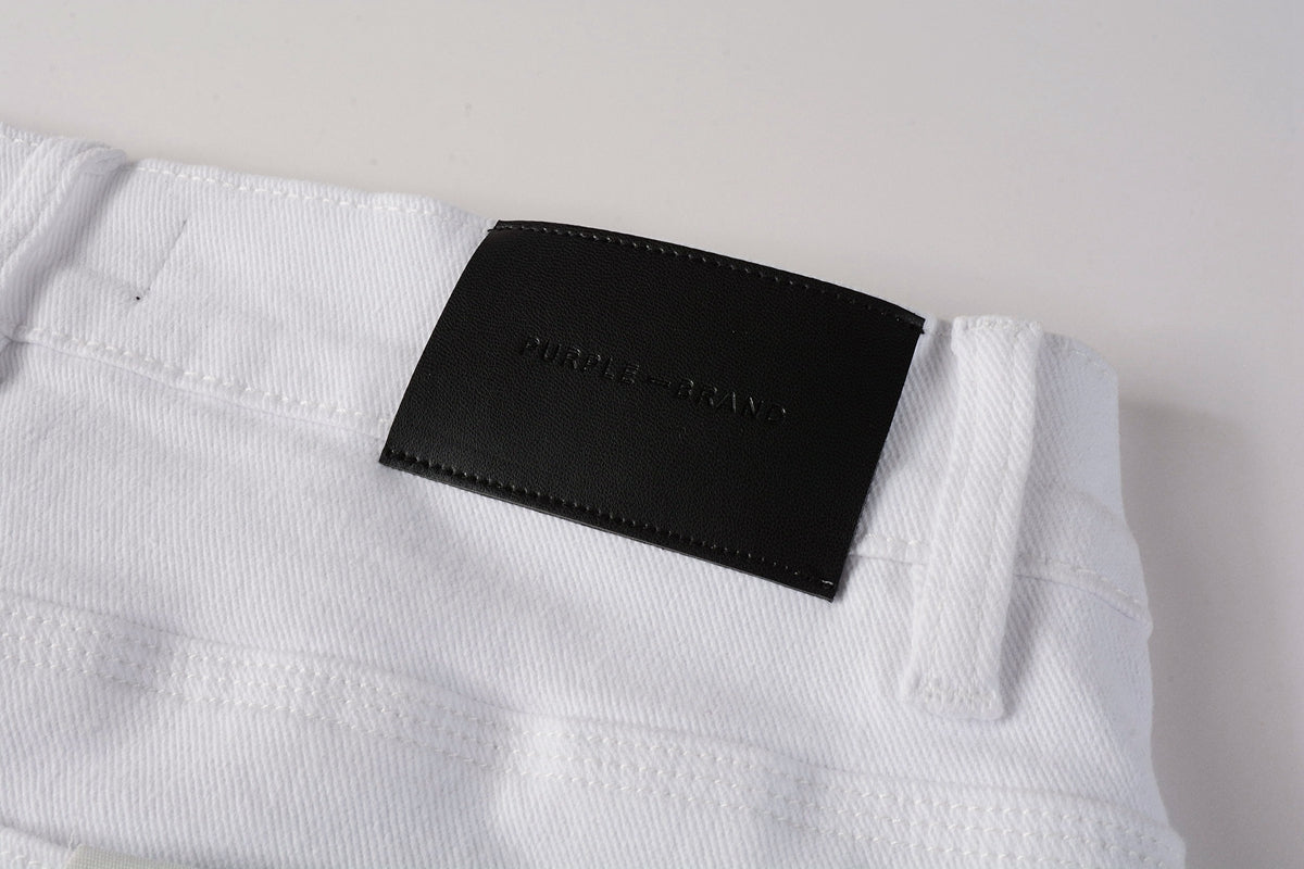 Men Streetwear Skinny Jeans White Wash with Minimalist Textured Finish 9024
