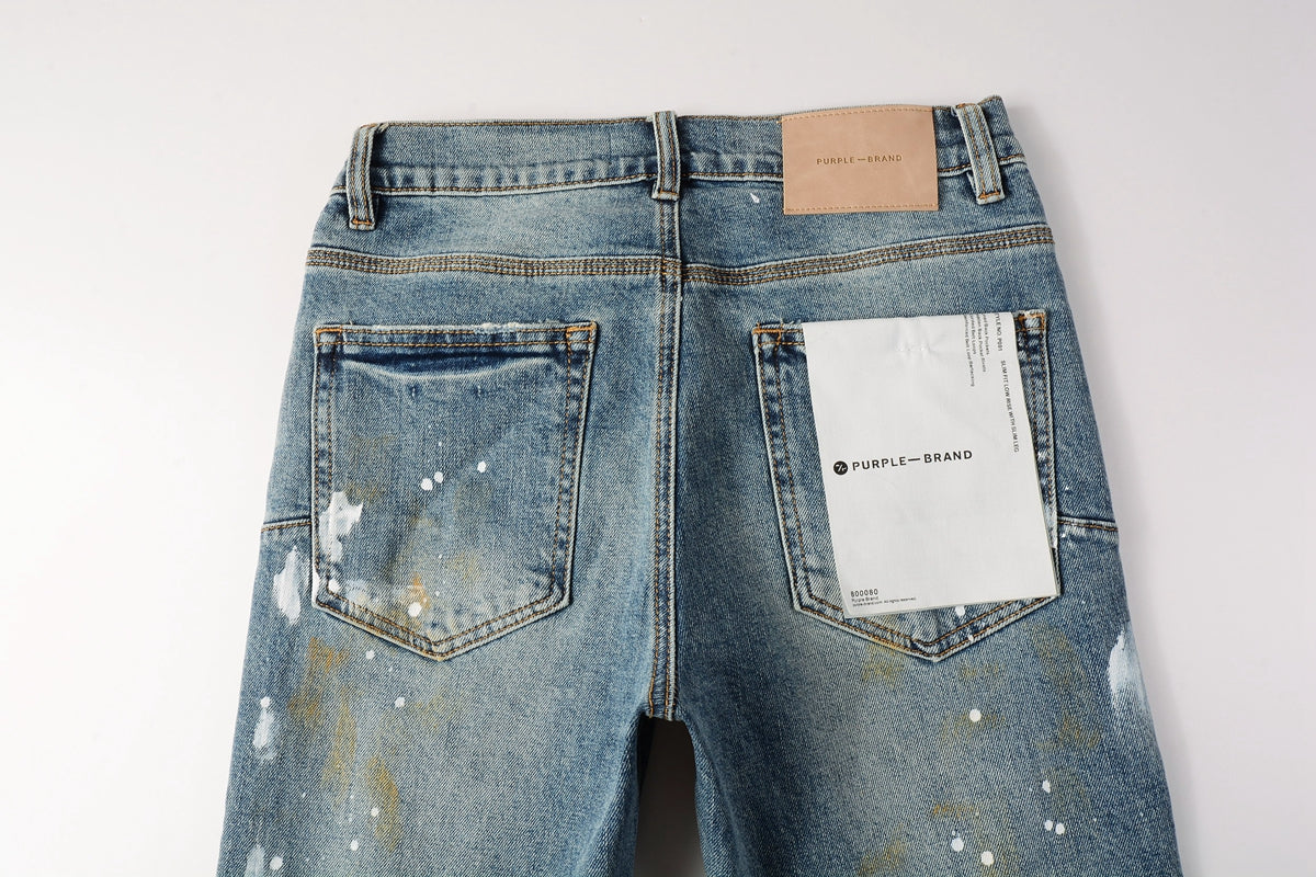 Blue Paint Distressed Jeans 9077 with VintageInspired Worn Look