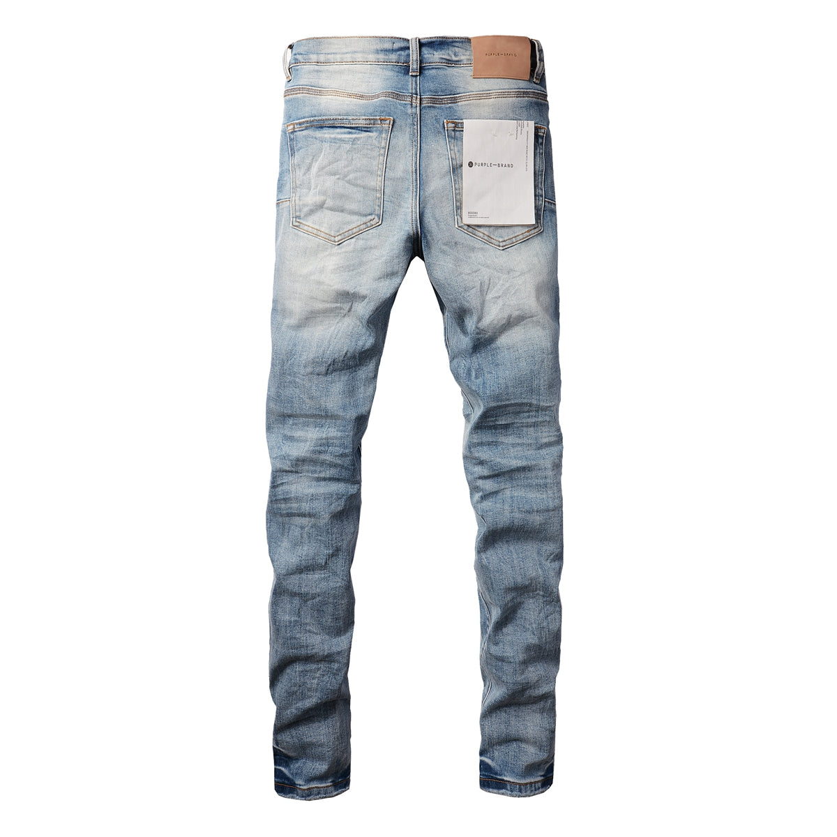 Men Streetwear Skinny Jeans Light Blue Wash with Faded Gradient Finish 9016