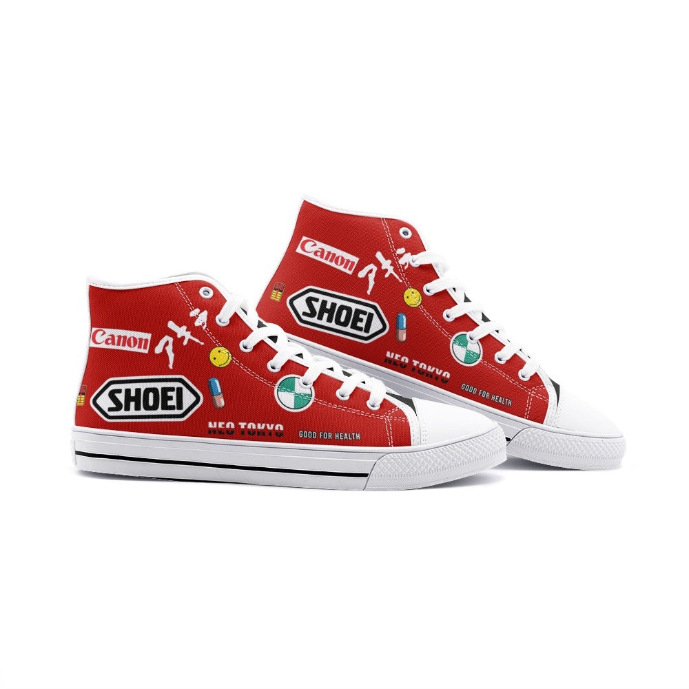 Akira Kaneda Bike Classic High Top Canvas Shoes - White - M US10/EU44