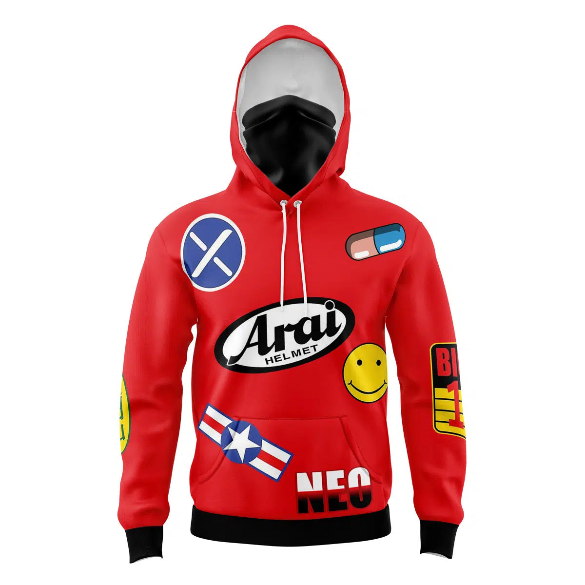 Akira Kaneda Bike Decals Masked Hoodie - 6XL