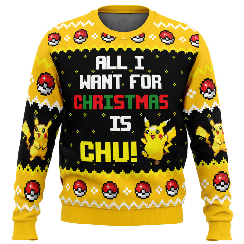 All I Want Picachu Pokemon Ugly Christmas Sweater - 6XL