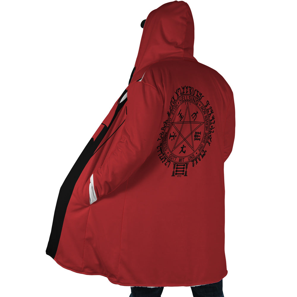 Alucard Emblem Hellsing Hooded Cloak Coat - L