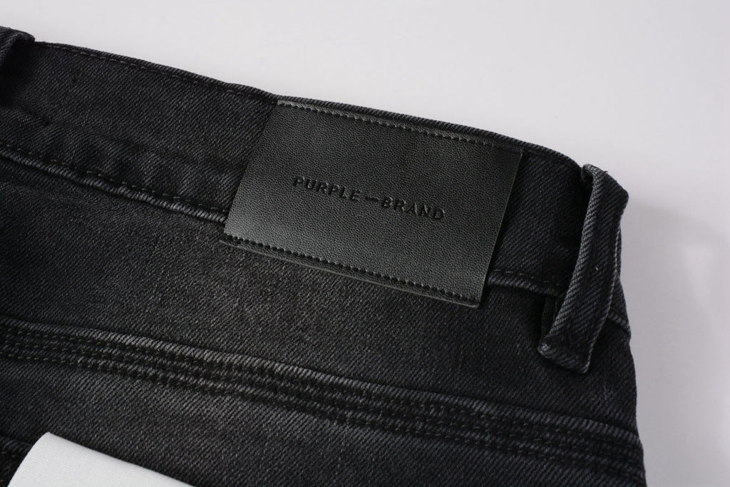 Men Streetwear Skinny Jeans Black Wash with Knee Ripped Details 9029