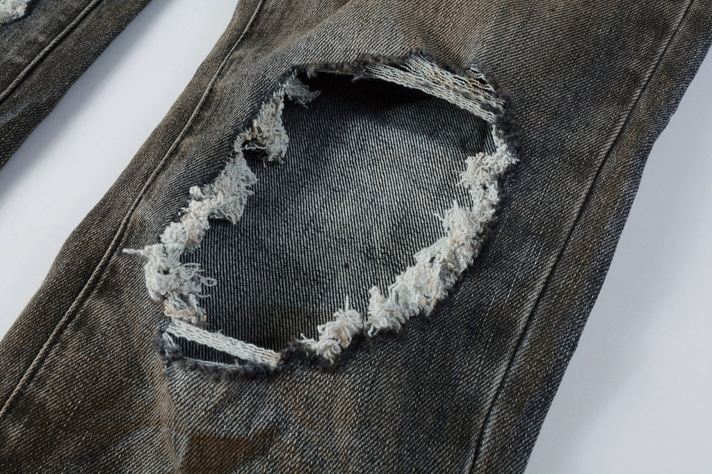 New High Quality Mens Jeans Designer Jeans Fashion Distressed Ripped Denim Cargo For Men High Street Fashion 9031