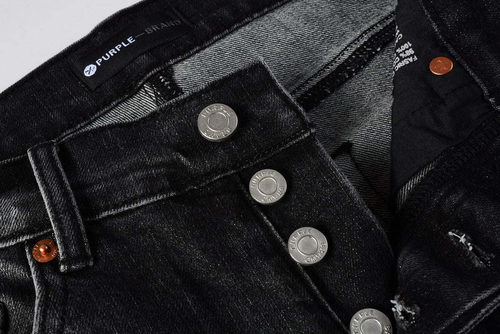Men Streetwear Skinny Jeans Dark Gray Wash with Distressed Rips and Multi-Color Paint Splatter 9018