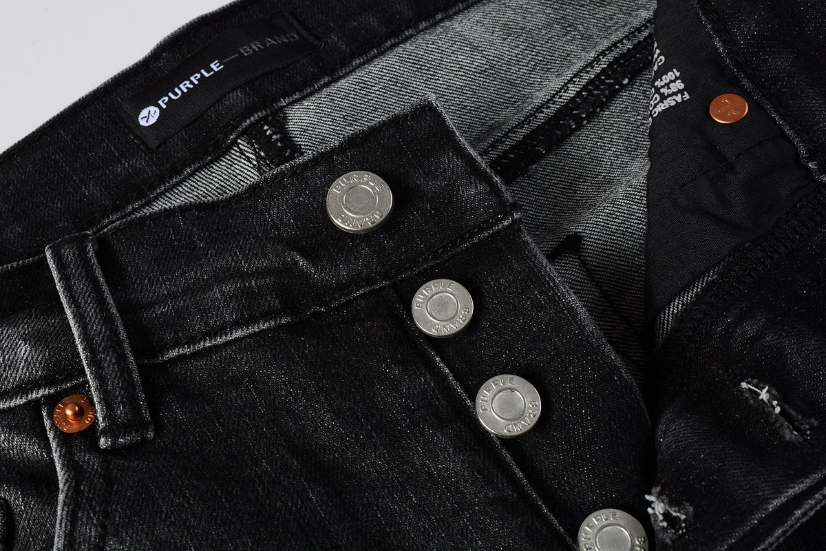 Men Streetwear Skinny Jeans Dark Gray Wash with Distressed Rips and Multi-Color Paint Splatter 9018