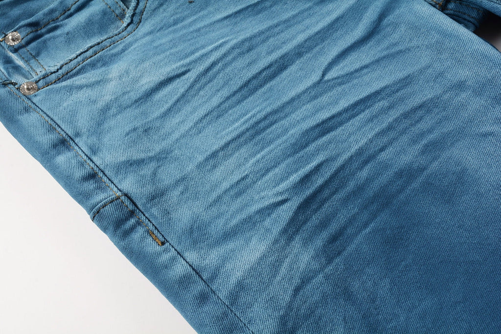 Men classic streetwear Jeans Washed BlueClean Look Skinny Fit 9106