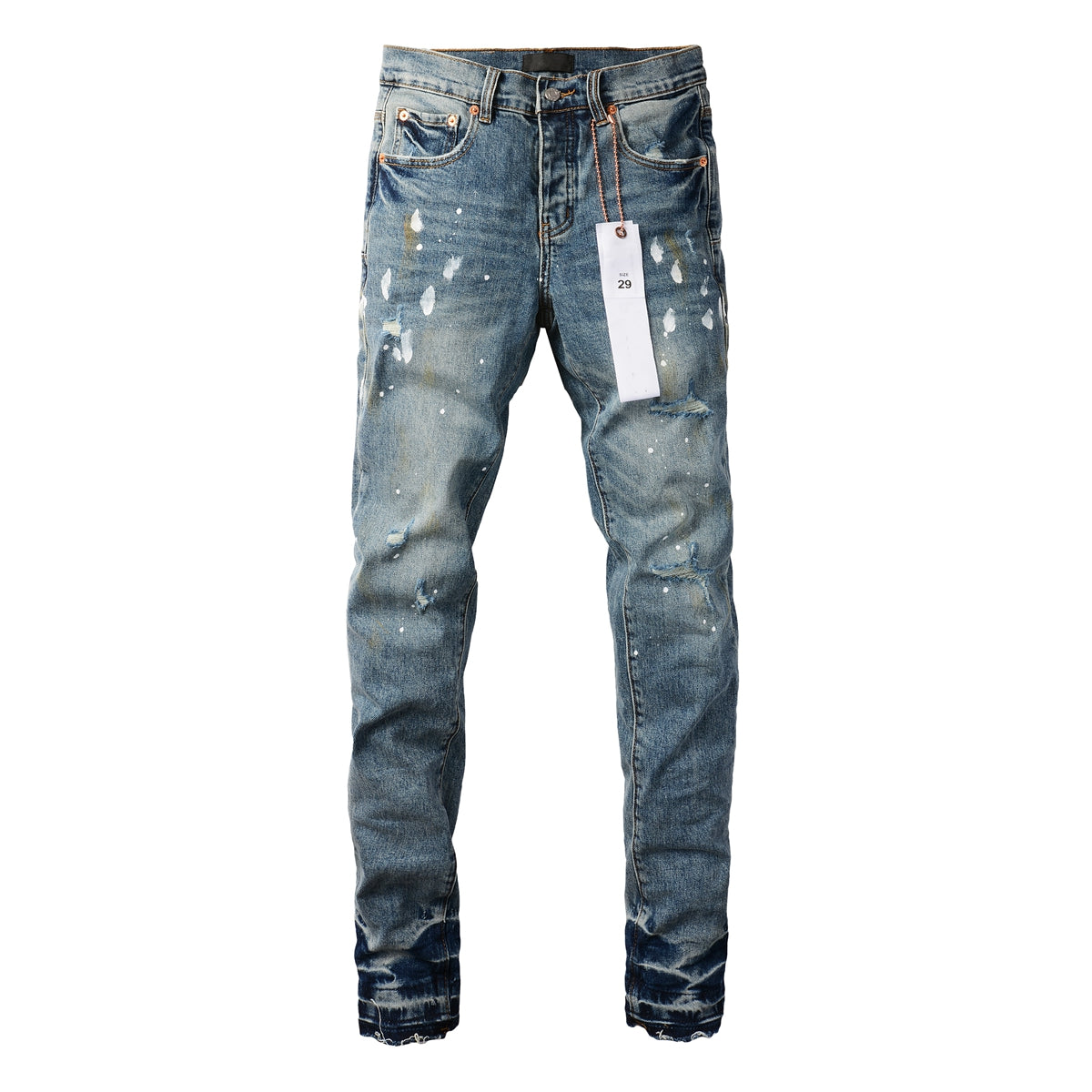 Blue Paint Distressed Jeans 9077 with VintageInspired Worn Look