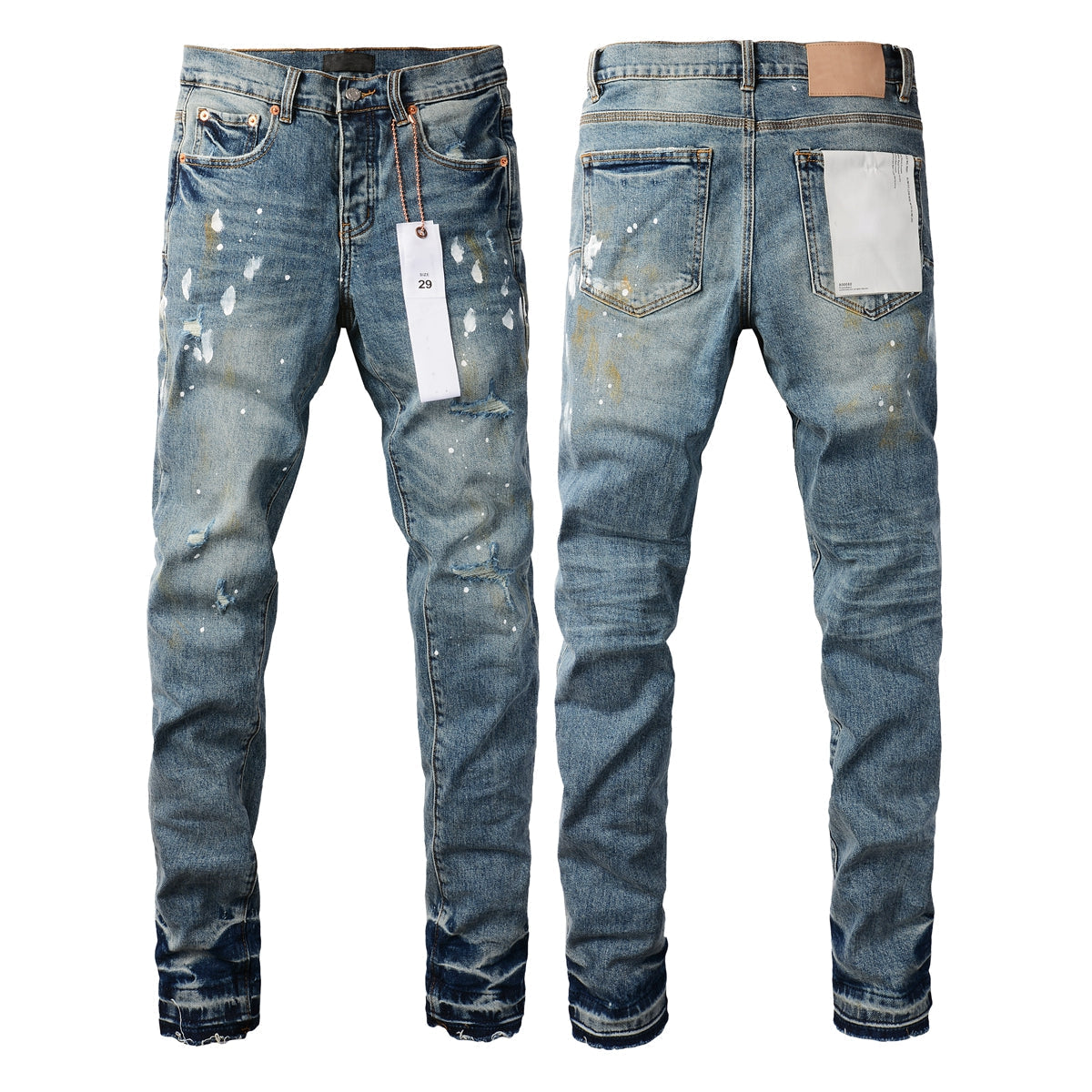 Blue Paint Distressed Jeans 9077 with VintageInspired Worn Look