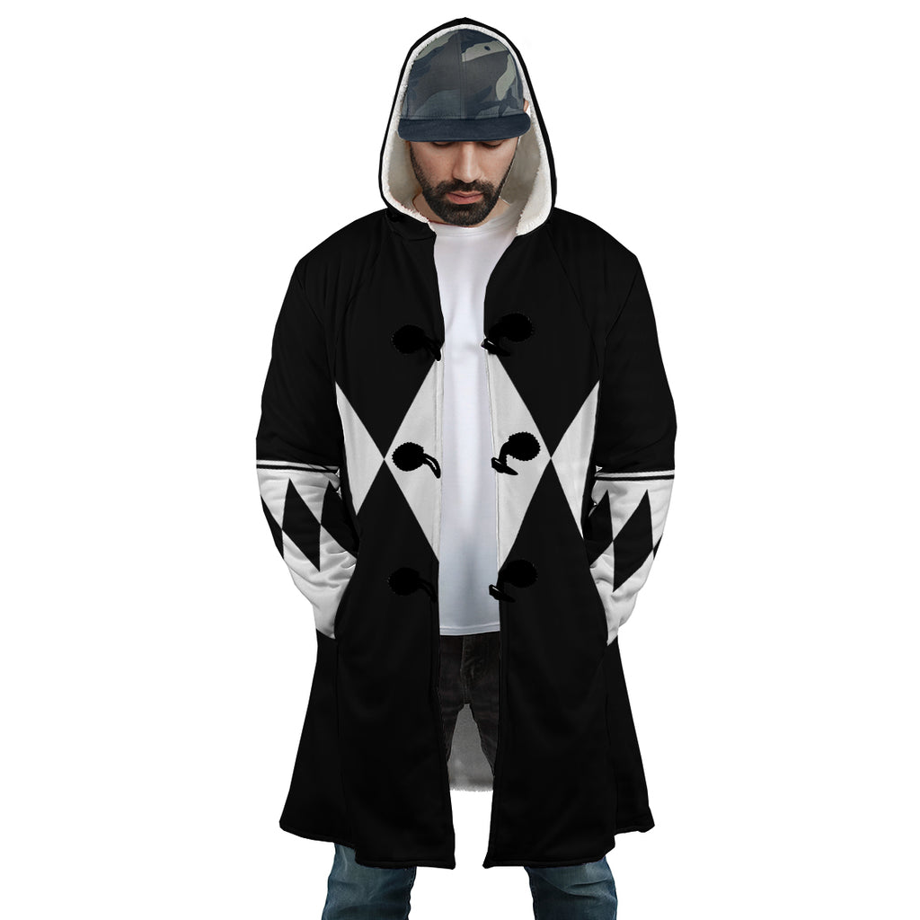 Black Ranger Mighty Morphin Power Rangers Hooded Cloak Coat - XL
