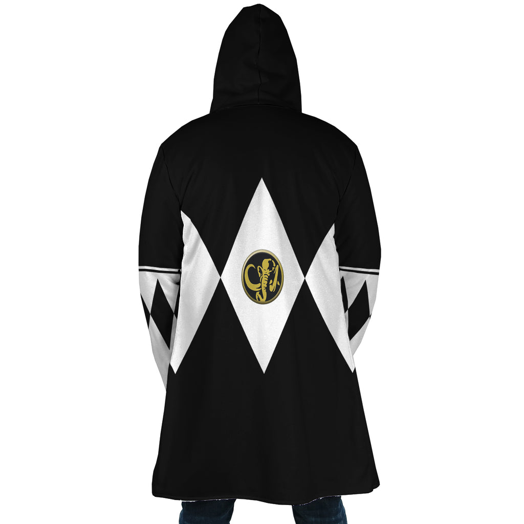 Black Ranger Mighty Morphin Power Rangers Hooded Cloak Coat - 2XL