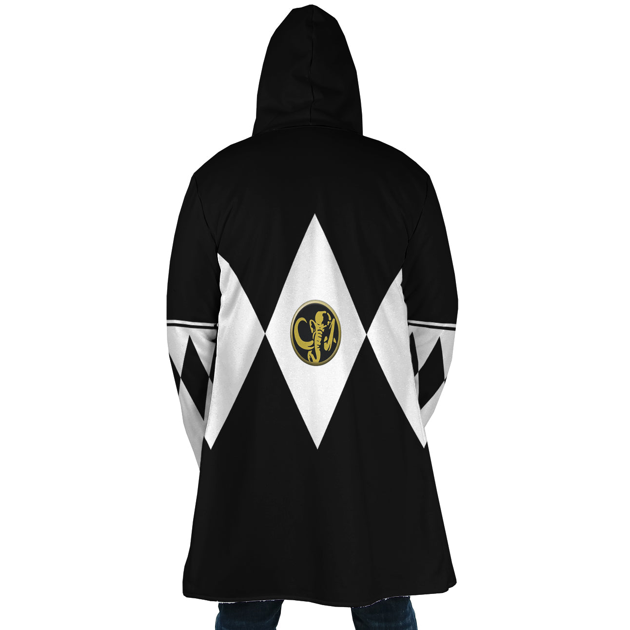 Black Ranger Mighty Morphin Power Rangers Hooded Cloak Coat - 2XL