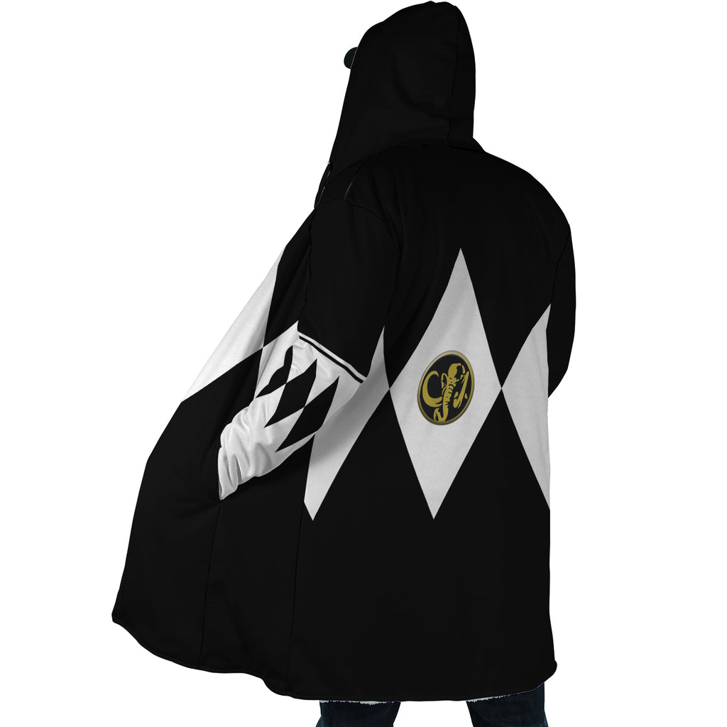 Black Ranger Mighty Morphin Power Rangers Hooded Cloak Coat - S