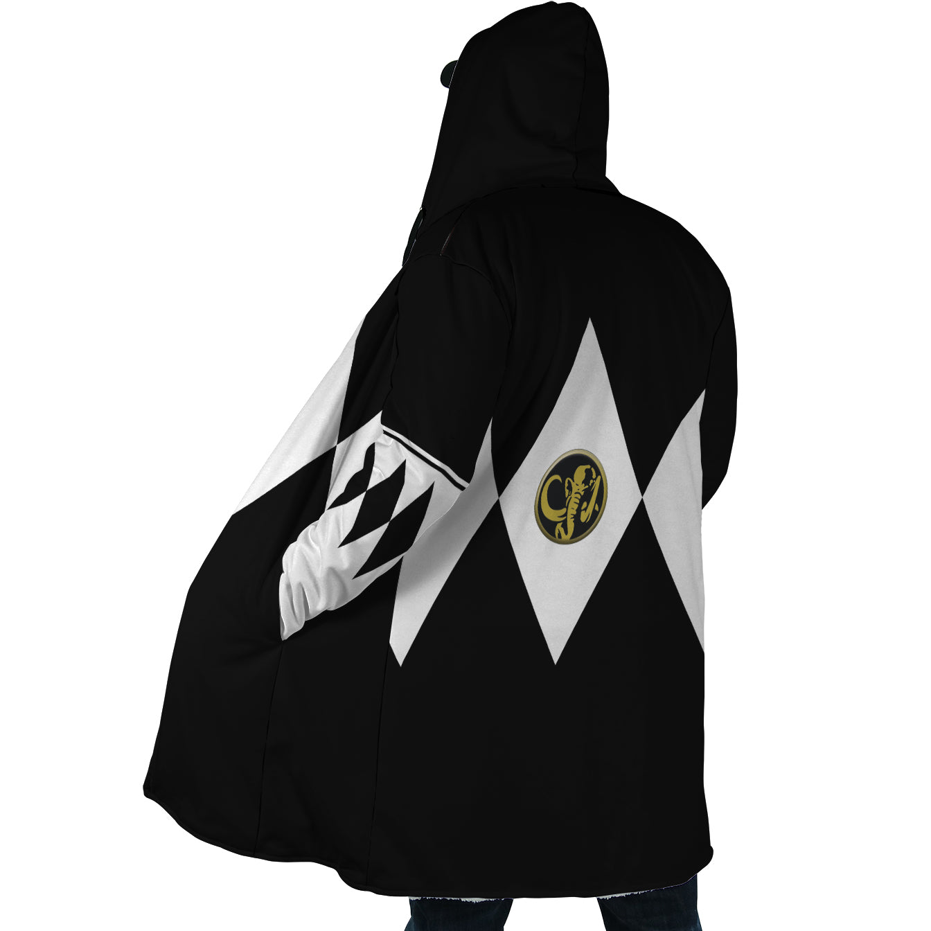 Black Ranger Mighty Morphin Power Rangers Hooded Cloak Coat - S
