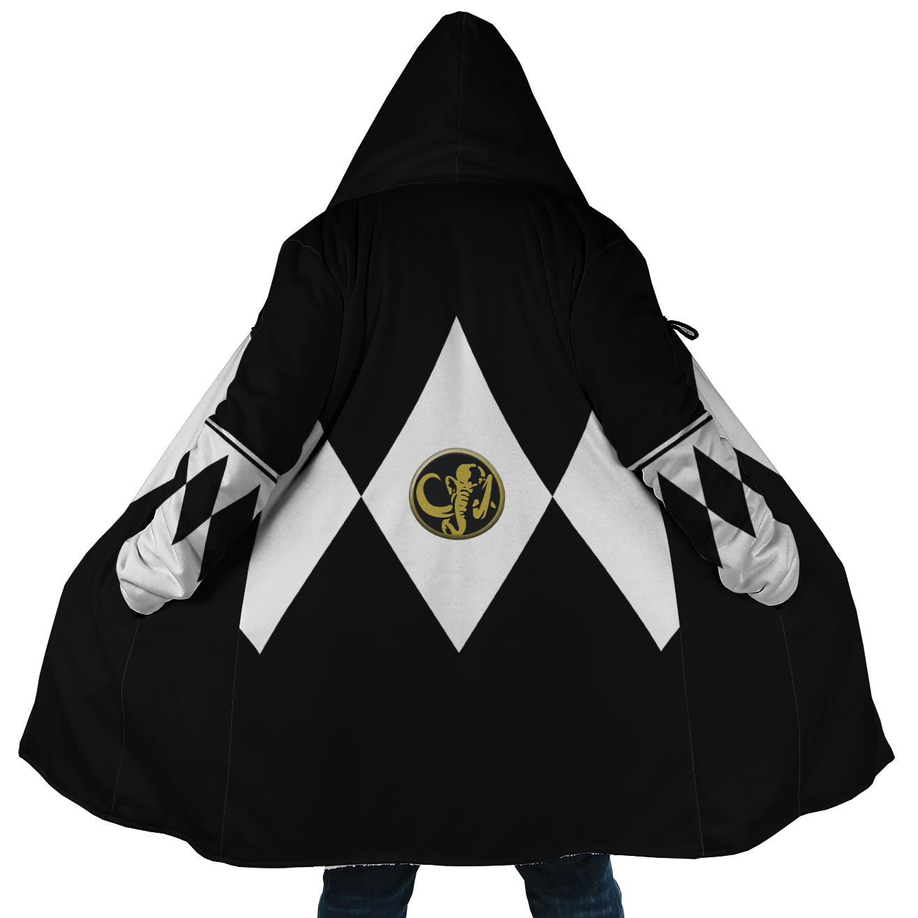 Black Ranger Mighty Morphin Power Rangers Hooded Cloak Coat - 5XL