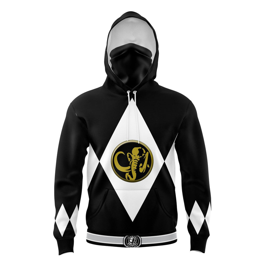 Black Ranger Mighty Morphin Power Rangers Masked Hoodie - 6XL