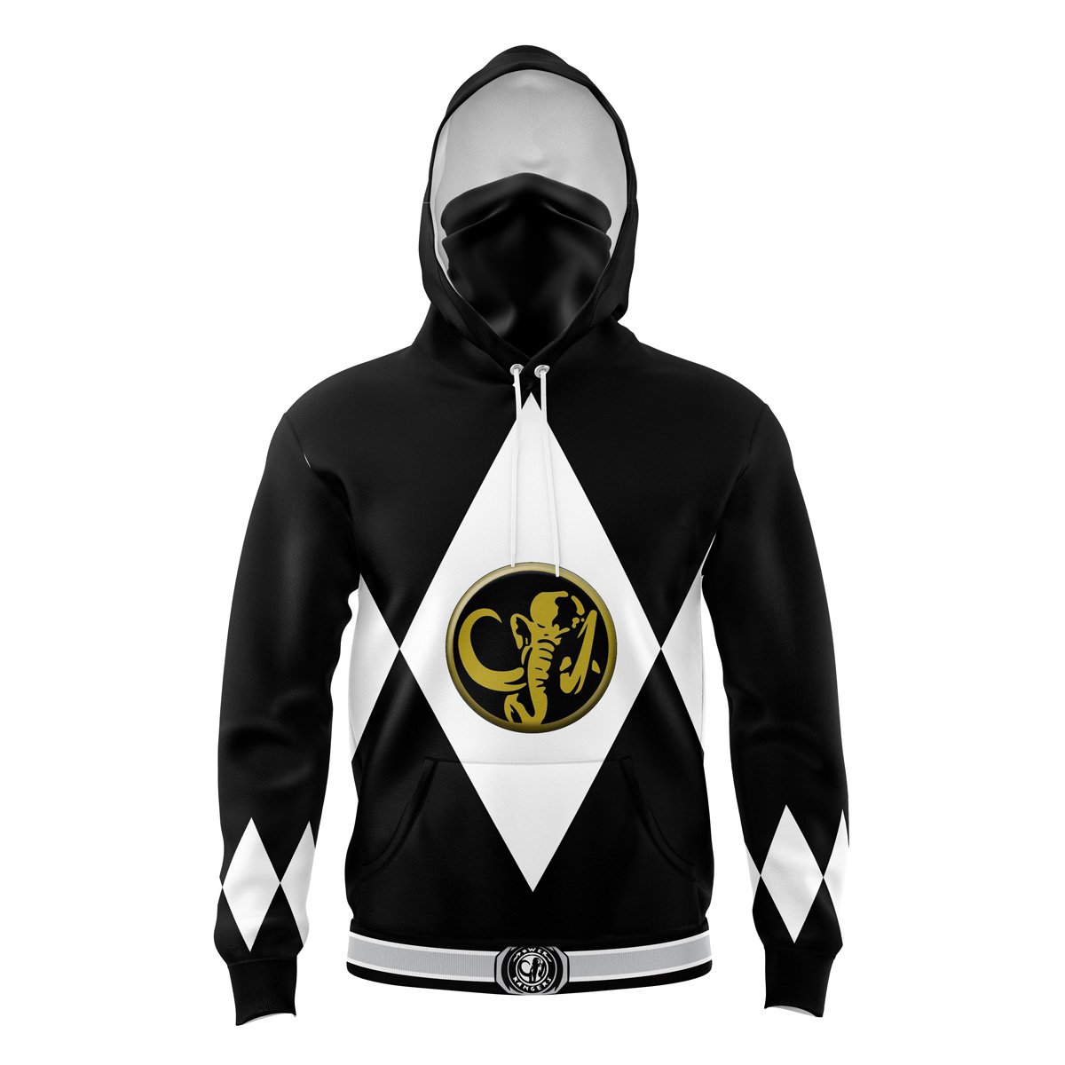 Black Ranger Mighty Morphin Power Rangers Masked Hoodie - 6XL