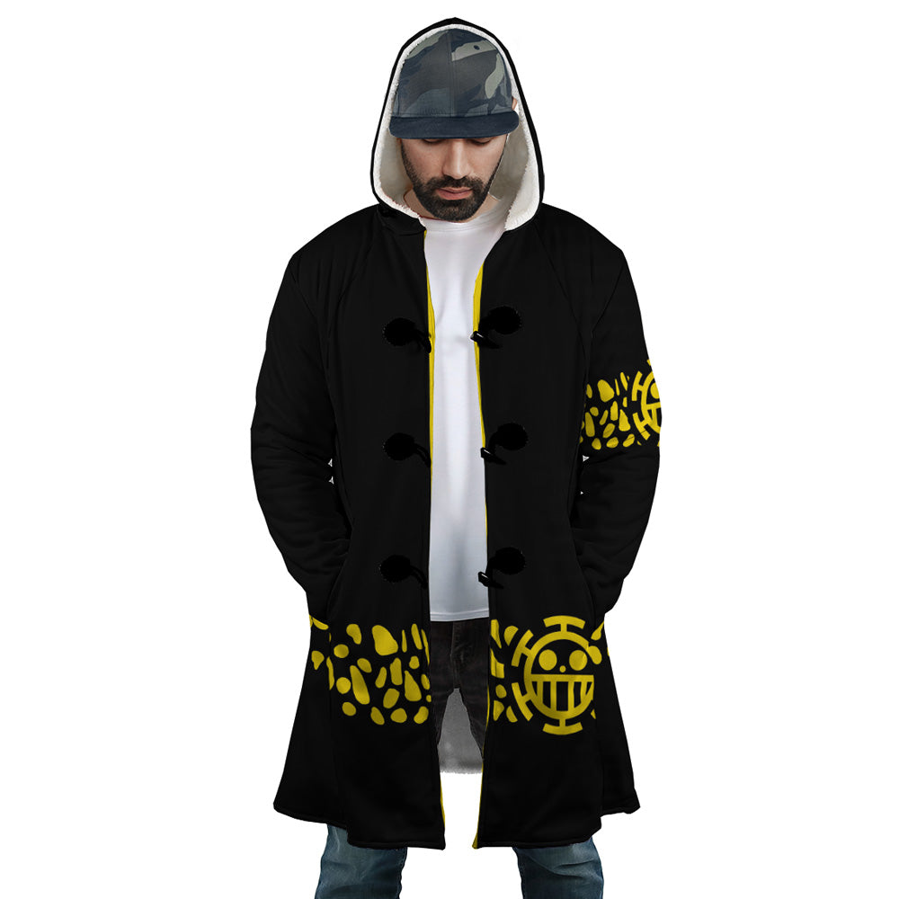 Black Trafalgar Law One Piece Hooded Cloak Coat - S