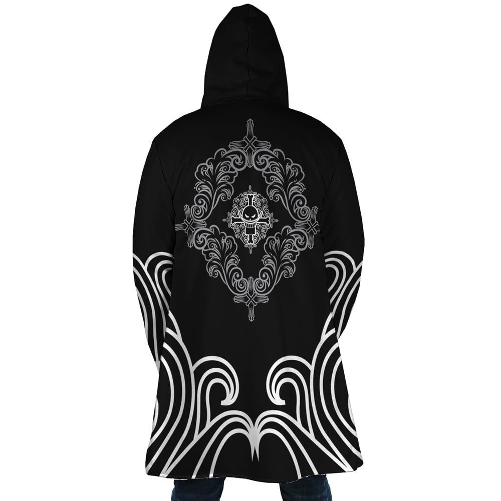 Black Whitebeard Pirates One Piece Hooded Cloak Coat - 2XL