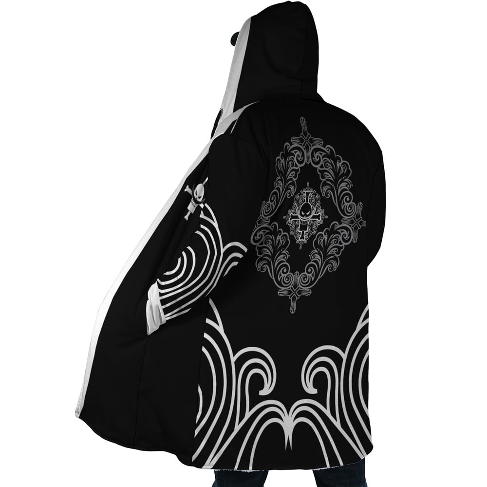 Black Whitebeard Pirates One Piece Hooded Cloak Coat - XL