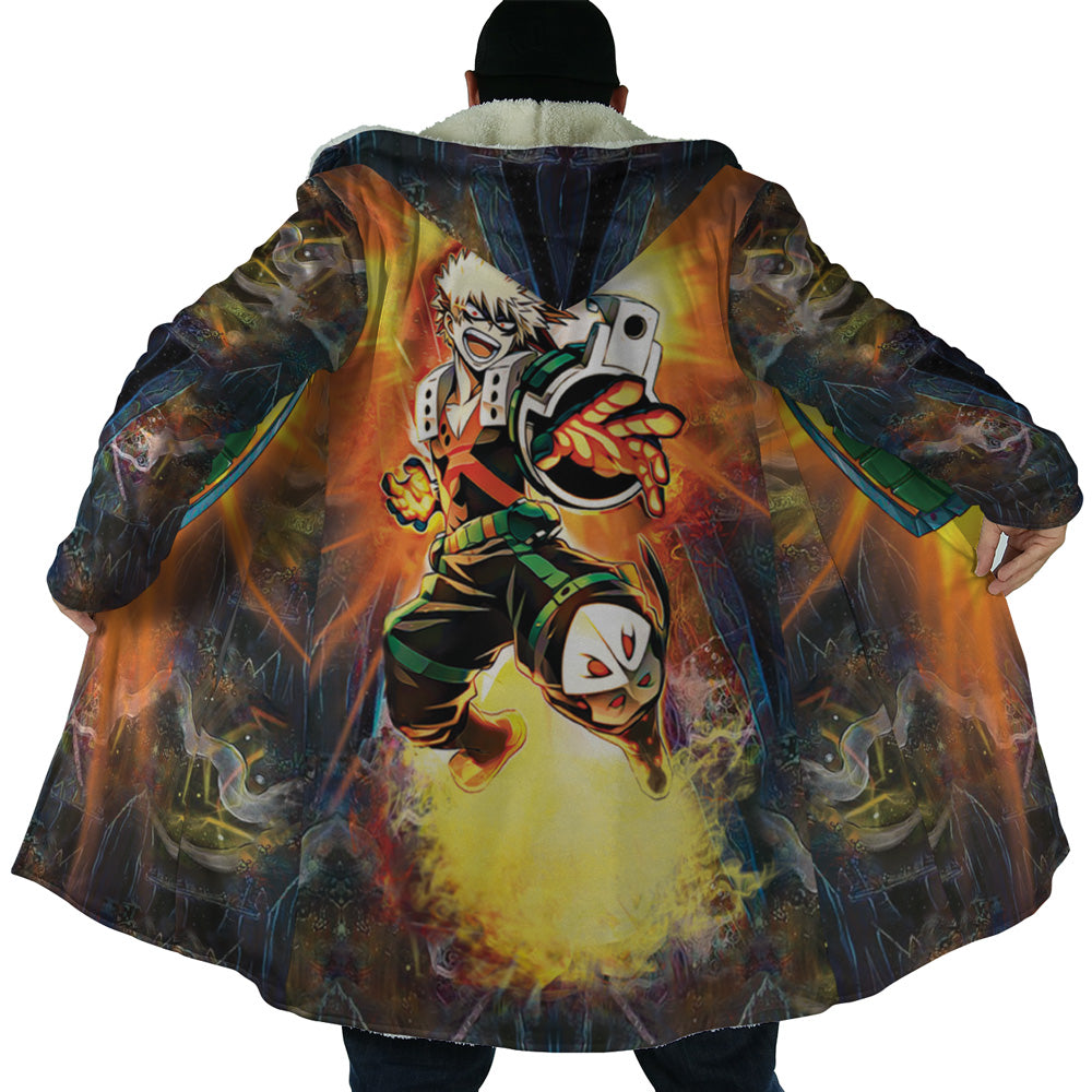 Blazing Bakugo My Hero Academia Hooded Cloak Coat - 2XL