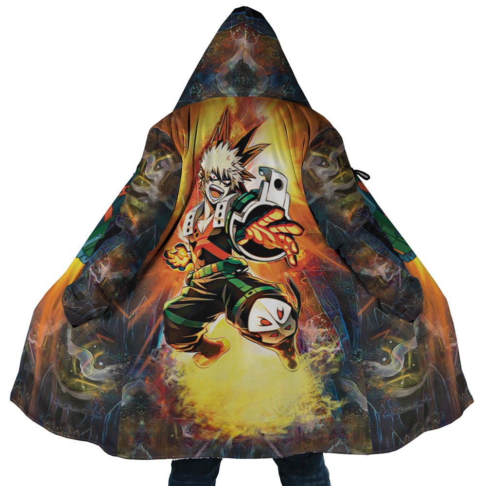 Blazing Bakugo My Hero Academia Hooded Cloak Coat - 5XL