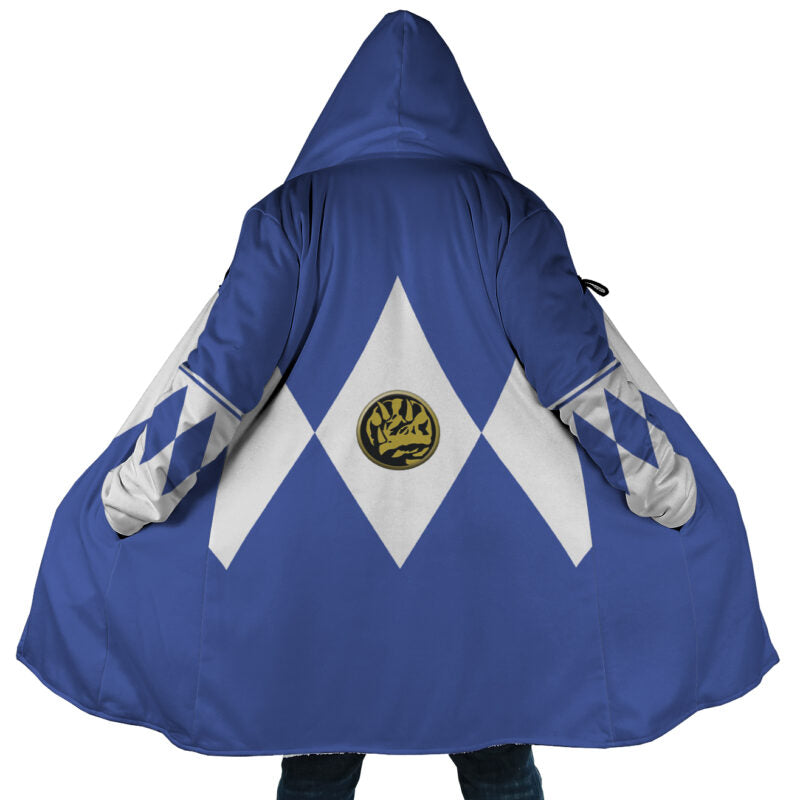 Blue Ranger Mighty Morphin Power Rangers Hooded Cloak Coat - 3XL