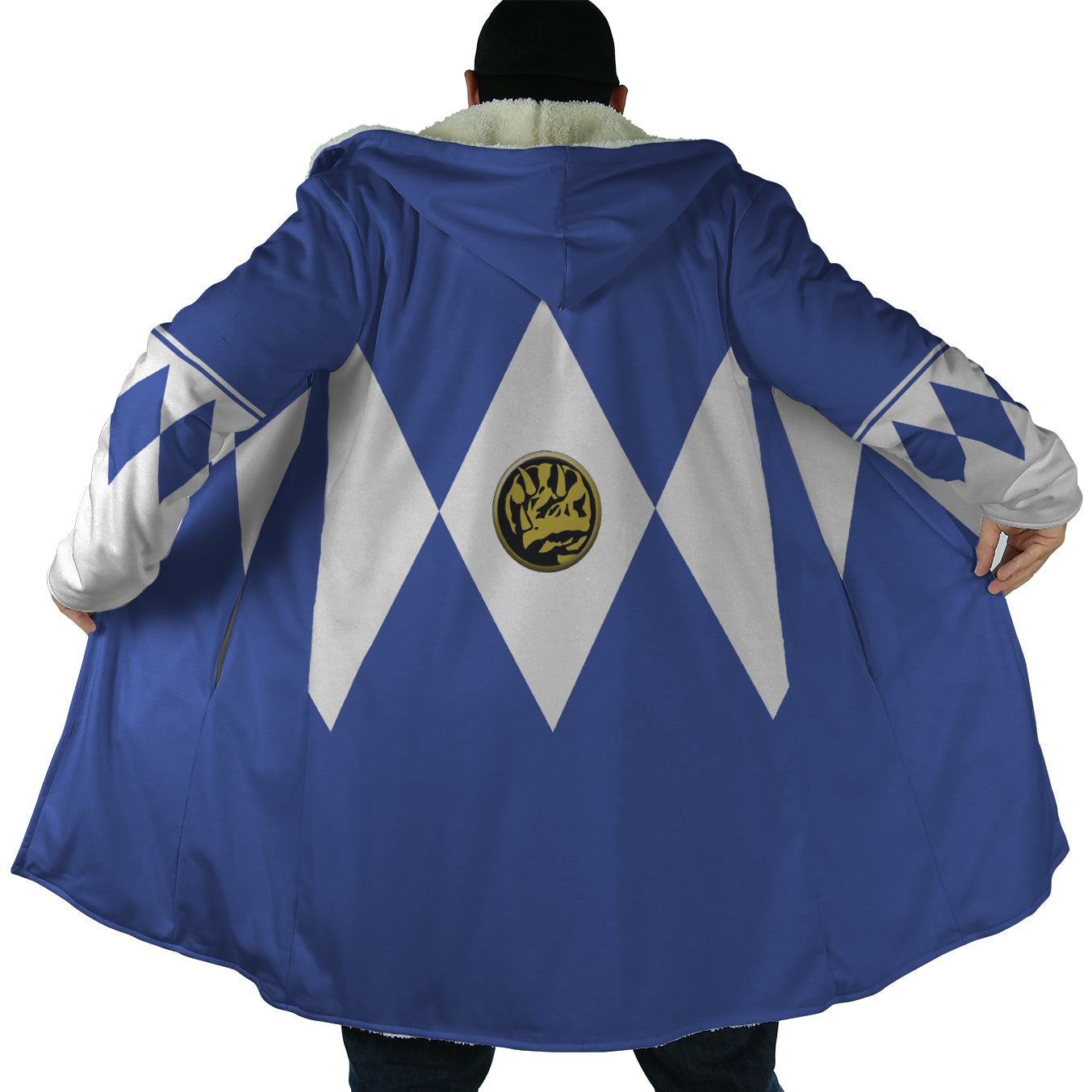 Blue Ranger Mighty Morphin Power Rangers Hooded Cloak Coat - L