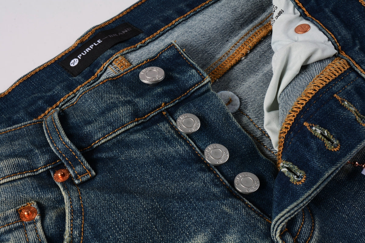 Men Streetwear Skinny Jeans Light Blue Wash with Vintage Faded Wash and Subtle Distress 9055