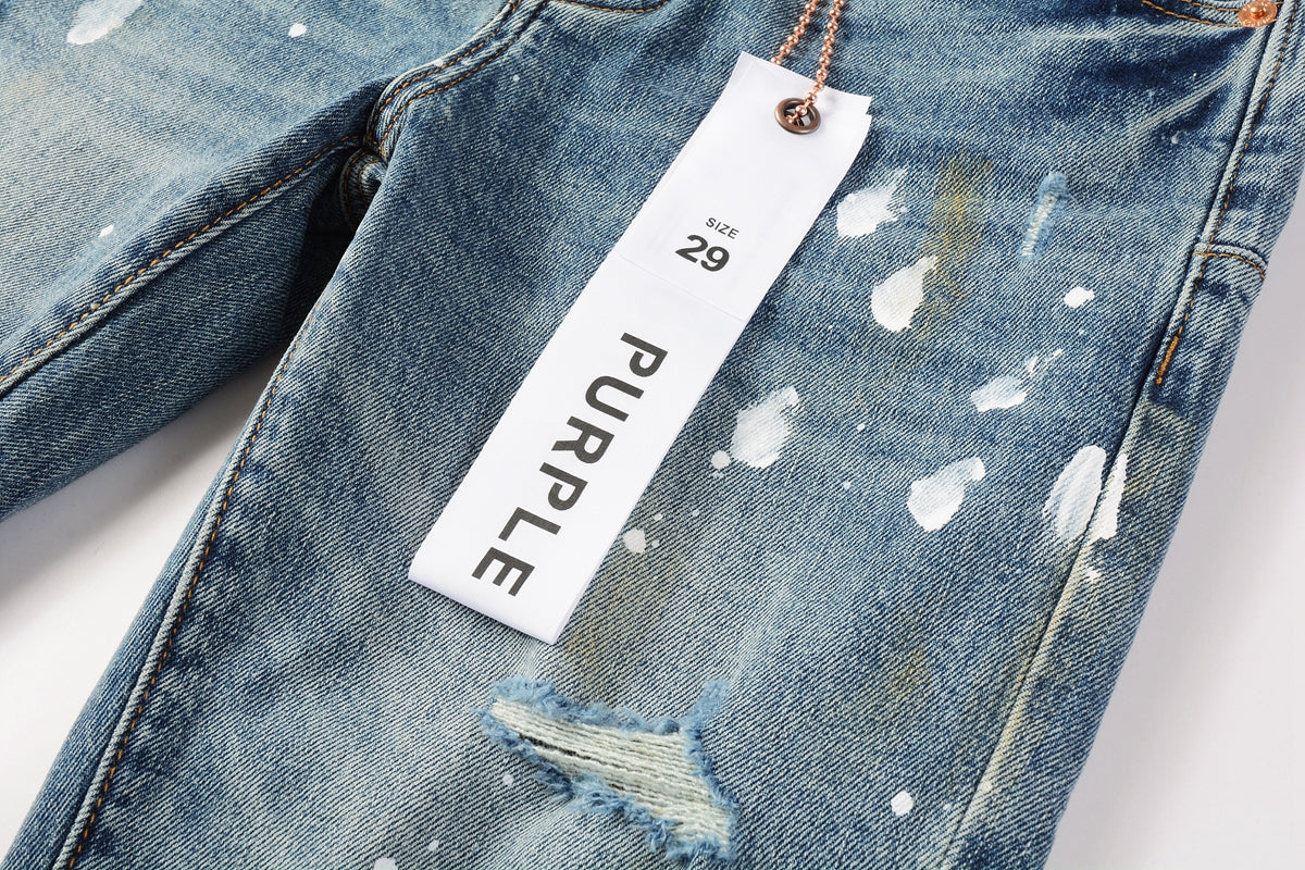 Blue Paint Distressed Jeans 9077 with VintageInspired Worn Look
