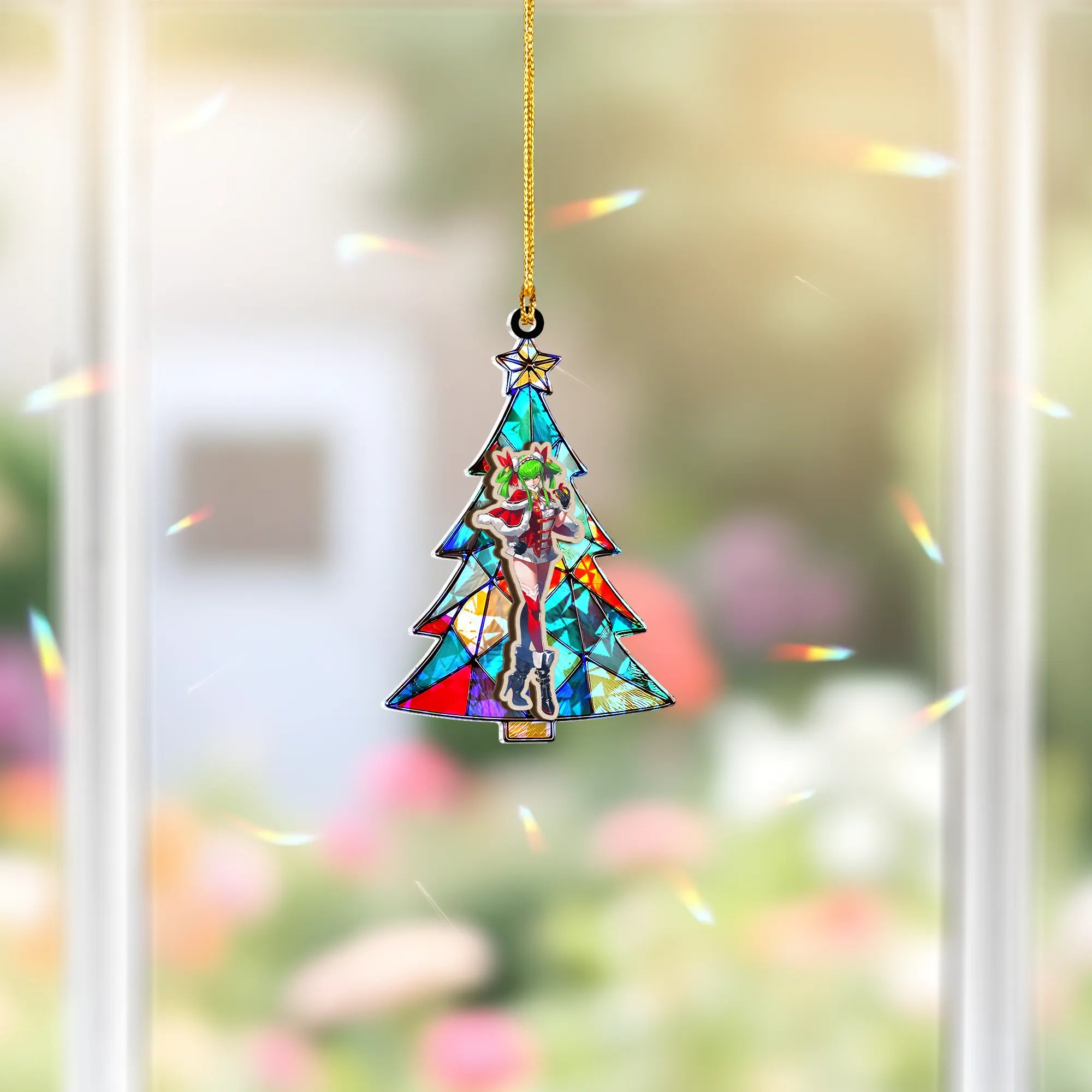 C.C. Code Geass Wood Shattered Glass Hologram Ornament - 5 in