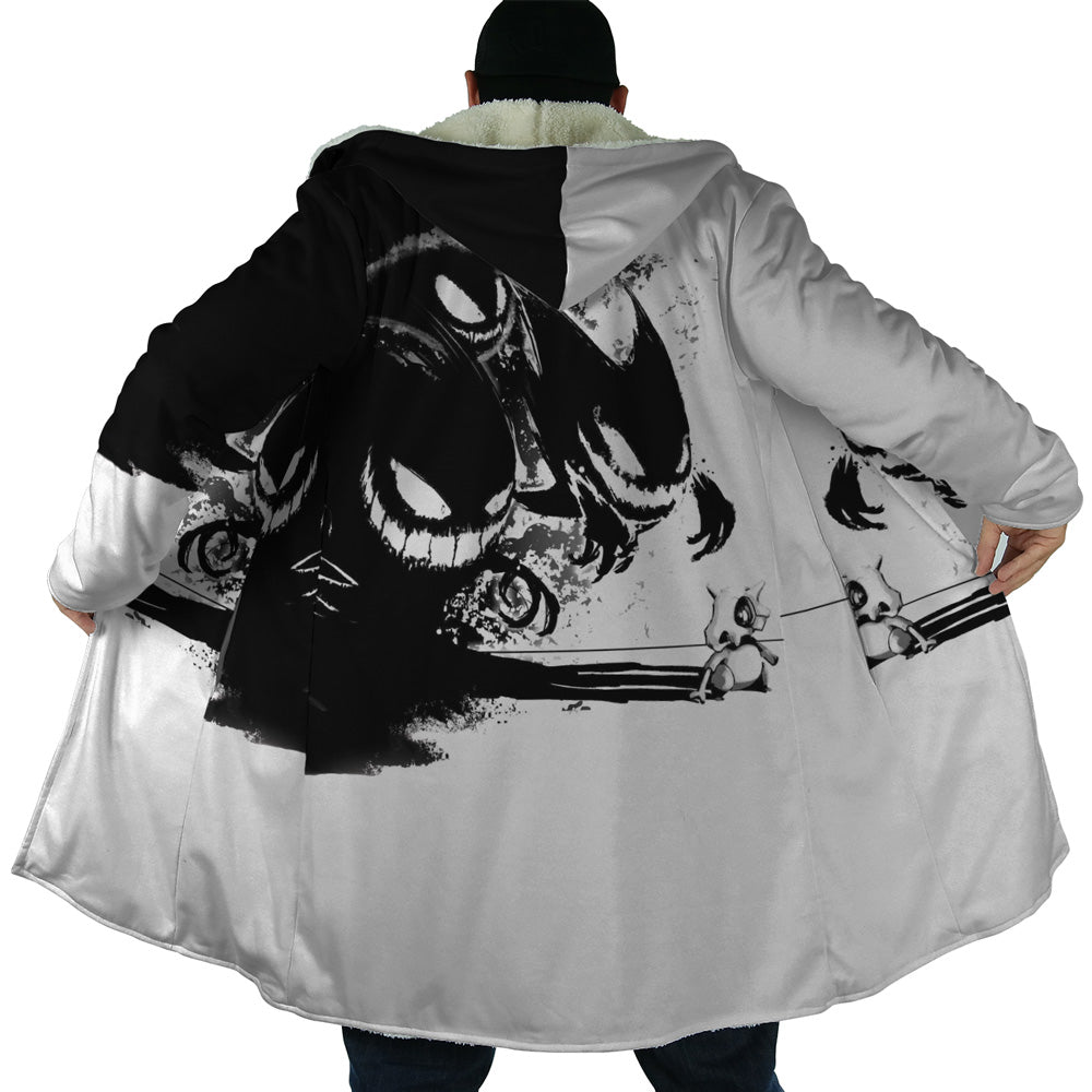 Cubone Haunted by Gastly Haunter and Gengar Pokemon Hooded Cloak Coat - 2XL