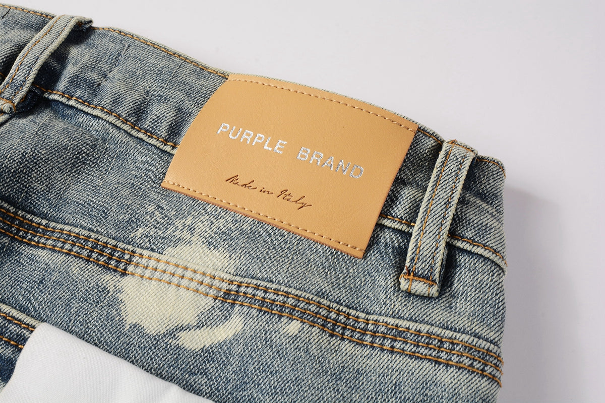 Men Streetwear Jeans Distressed Light Blue Paint Dot Ripped skinny 9092