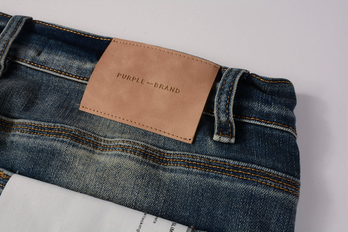 Men Streetwear Jeans Distressed Blue PatchPaint skinny Fit 9025