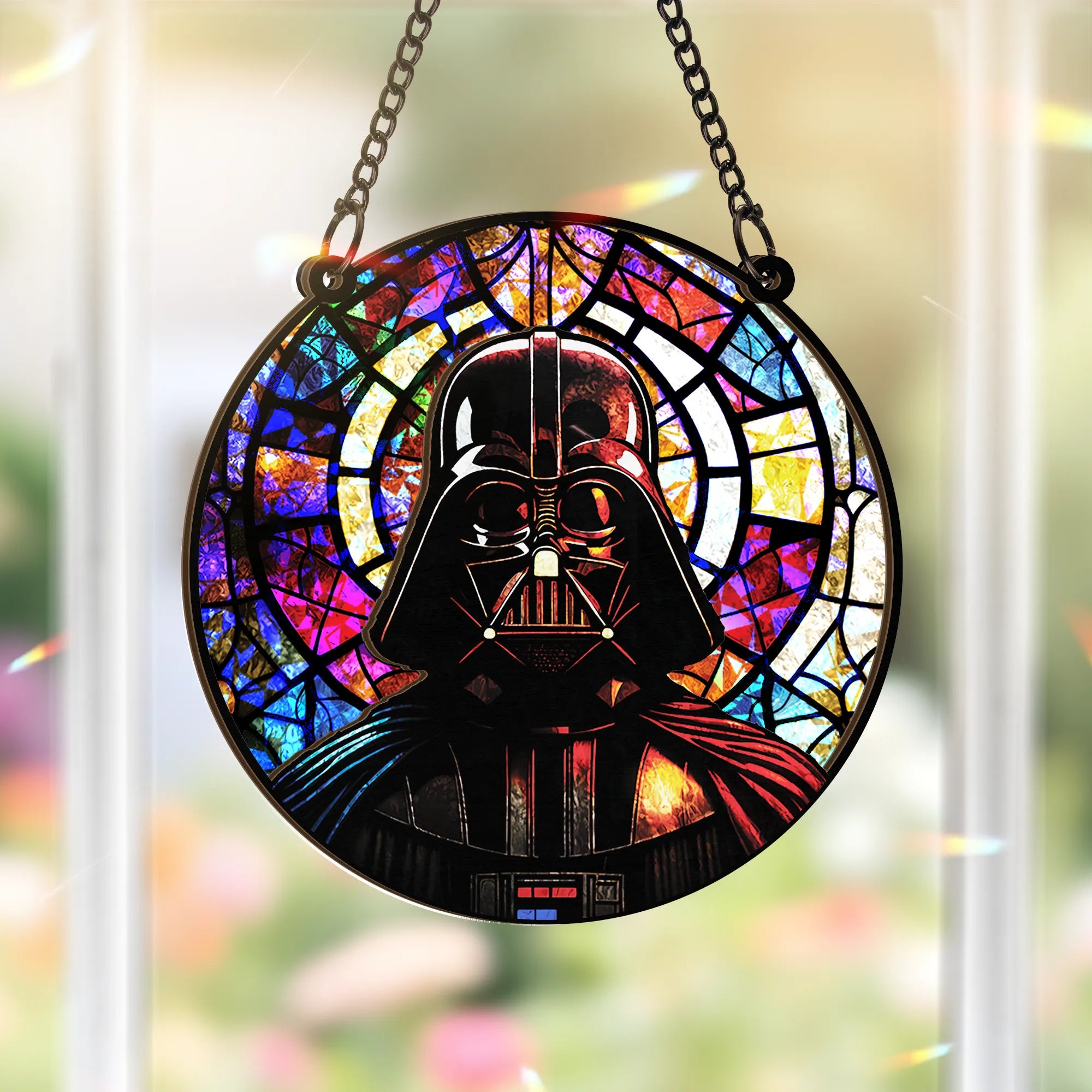 Darth Vader Star Wars Wood Shattered Glass Hologram Ornament - 5 in
