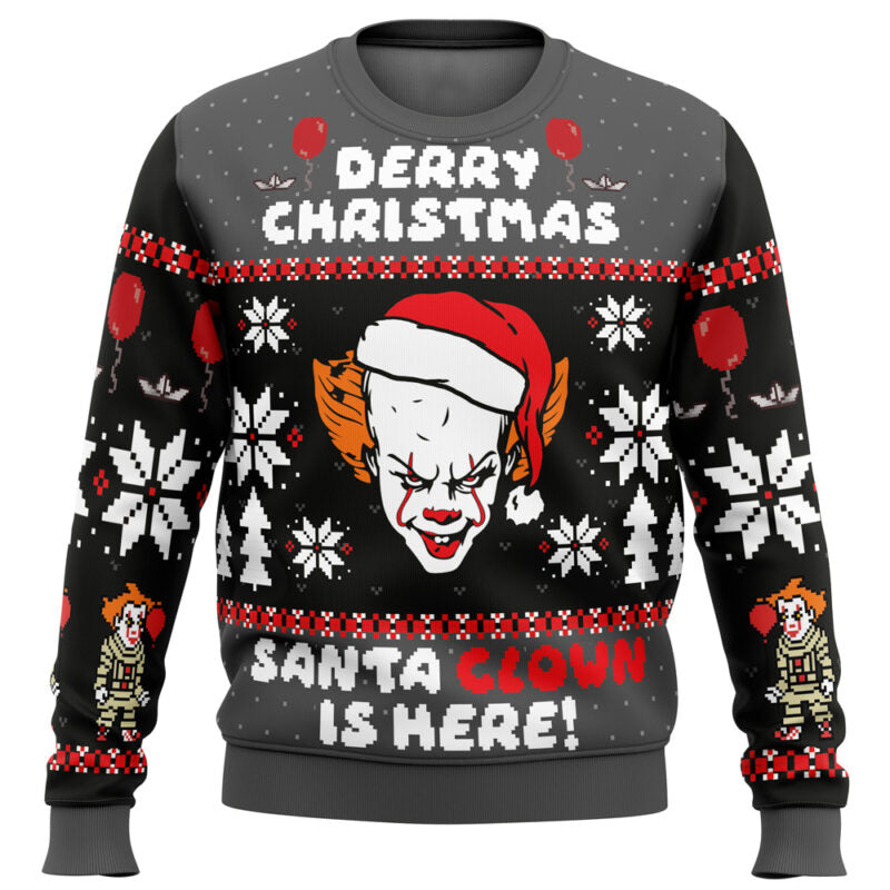 Derry Christmas Pennywise the Clown Ugly Christmas Sweater - 6XL