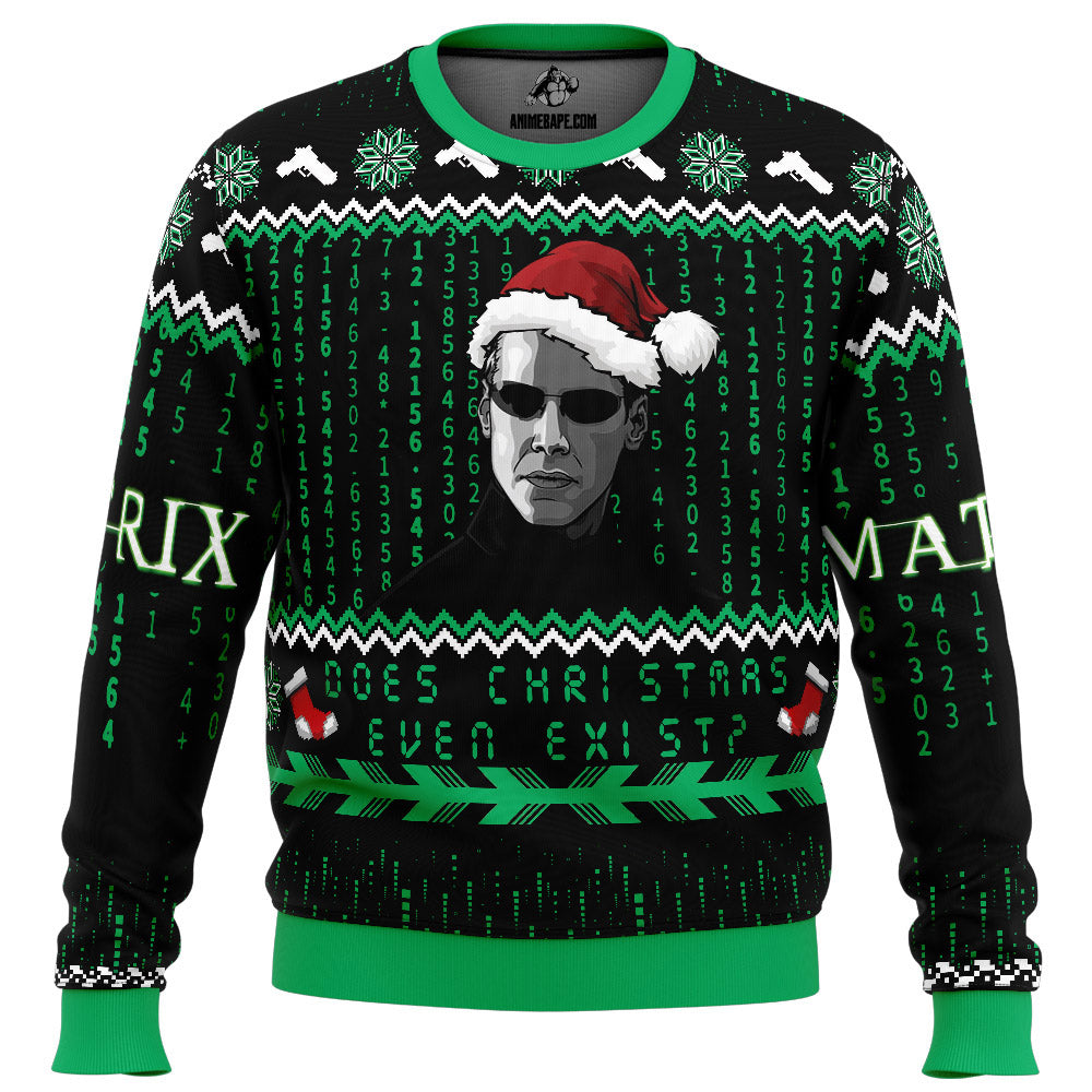 Does Christmas Even Exist Matrix Ugly Christmas Sweater - 6XL