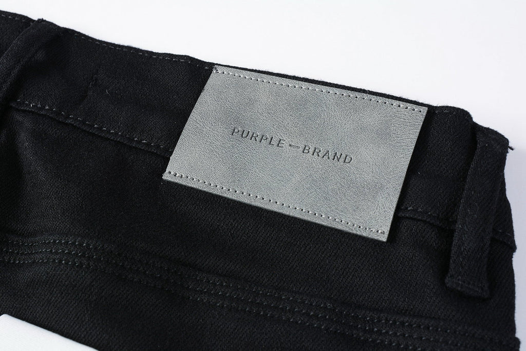 Men Streetwear Skinny Jeans Black Wash with Distressed Rip Details 9022