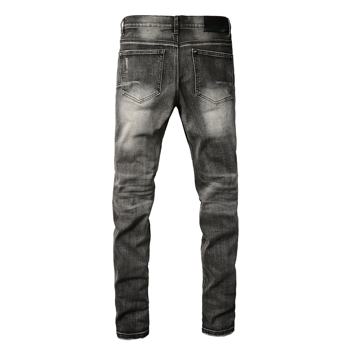 Men Classic Streetwear Jeans Distressed Grey Ripped skinny Fit 9103