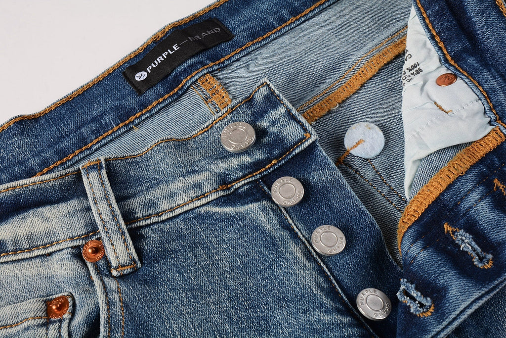 Men Streetwear Skinny Jeans Light Blue Wash with Heavy Distressed Rips and White Paint Splatter 9003