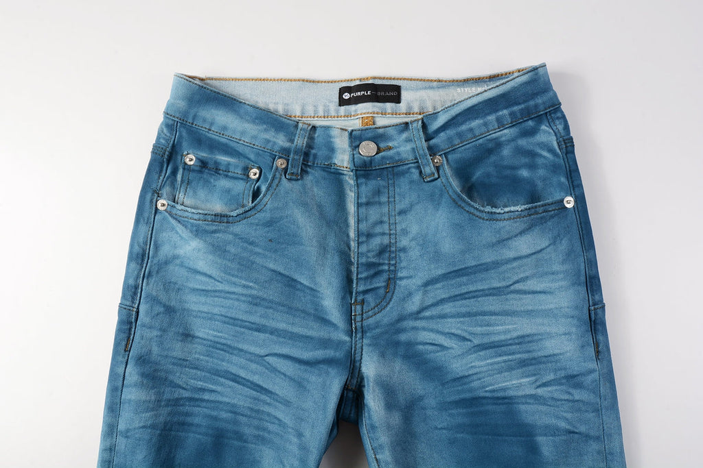 Men classic streetwear Jeans Washed BlueClean Look Skinny Fit 9106