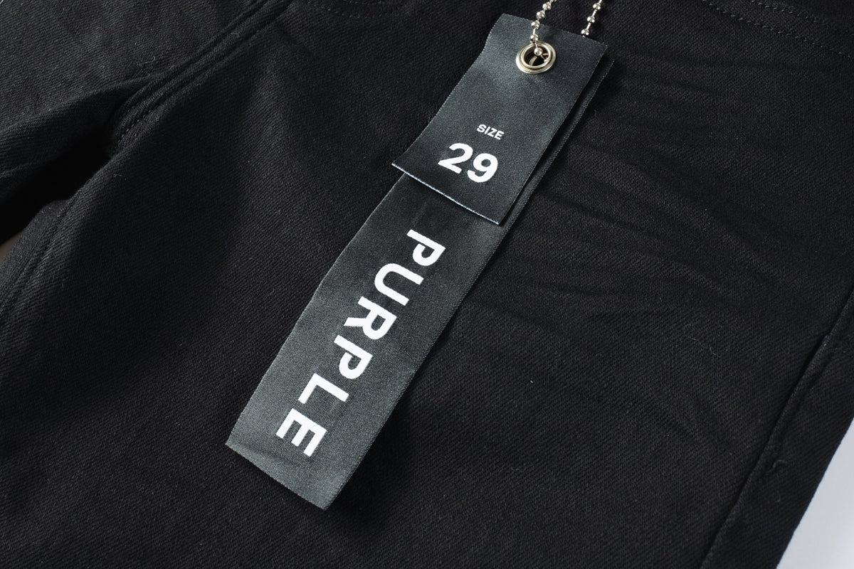 Men Streetwear Denim Shorts Black Wash with Minimalist Design and Raw Hem 5023